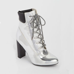 New With Tag Metallic Silver Heeled Boots